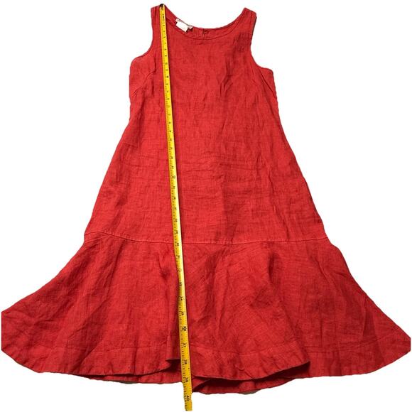 Haris Cotton Womens Red 100% Linen Made in Greece Sleeveless Ruffled Dress Small - Picture 3 of 6